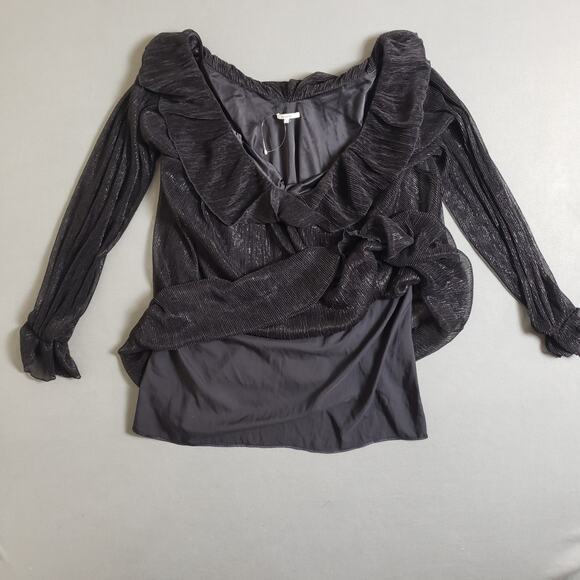 TULAROSA‎ Sabine Mini Dress Sheer Medium LBD Ruffled, Blouson Sleeves - Picture 7 of 11